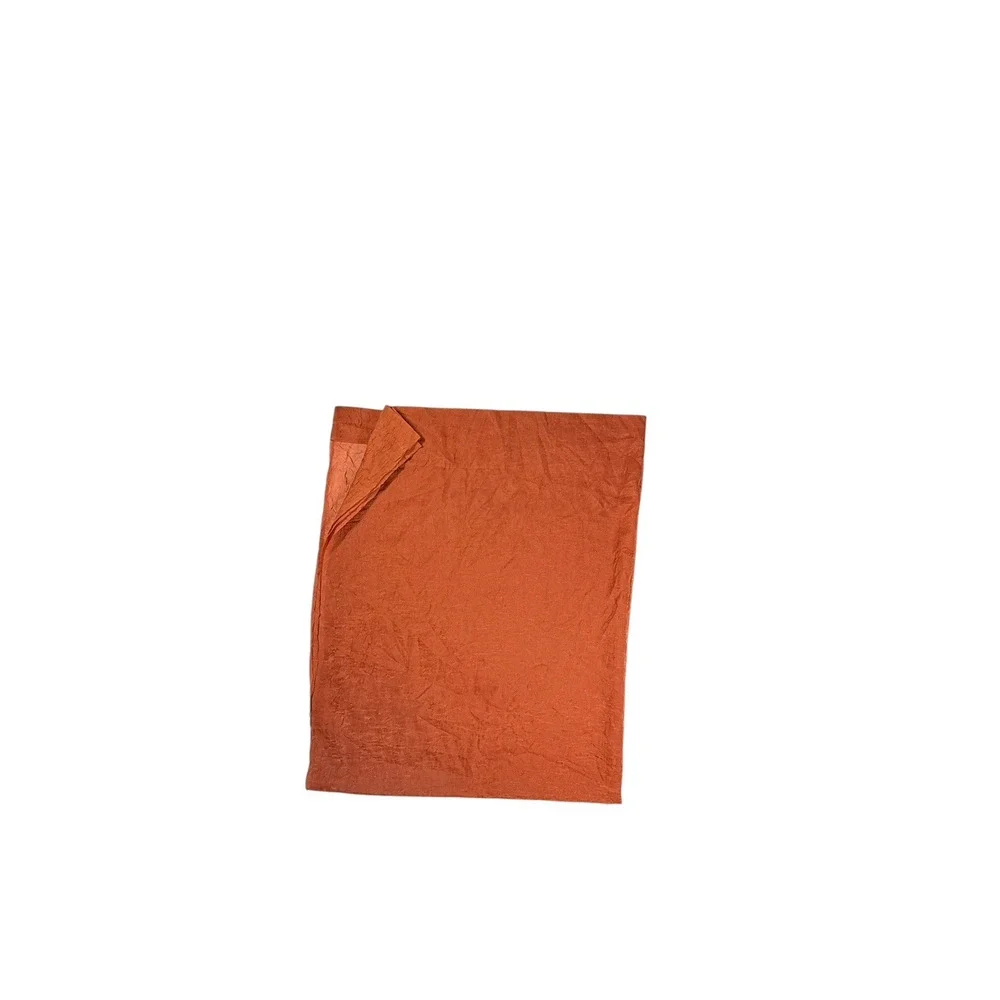 Single Vintage Crinkle Curtain in Burnt Orange 1 Panel Sheer Rod Pocket 64 Long